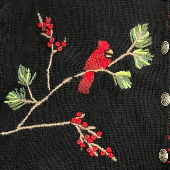 Coldwater Creek Cardinals Black Knit Cardigan Size XL - Picture 3 of 14